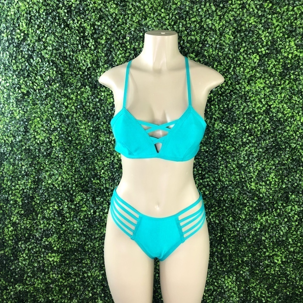 Bandage material‎ two piece strapy swim nwt